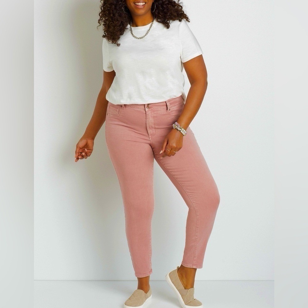 Maurices Dark Pink High Rise Double Button Jegging Made with REPREVE®